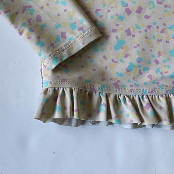 Ruffle Butts Swim Shirt Size 6 Rash Guard Long Sleeve Ruffles Confetti beige EUC - Picture 6 of 14